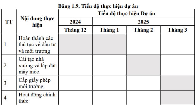 Tiến độ thực hiện dự án Nhà máy Công ty TNHH Vital Link Việt Nam